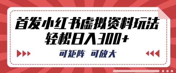 首发小红书虚拟资料玩法,可矩阵,可放大,轻松日入3张-掘金阁